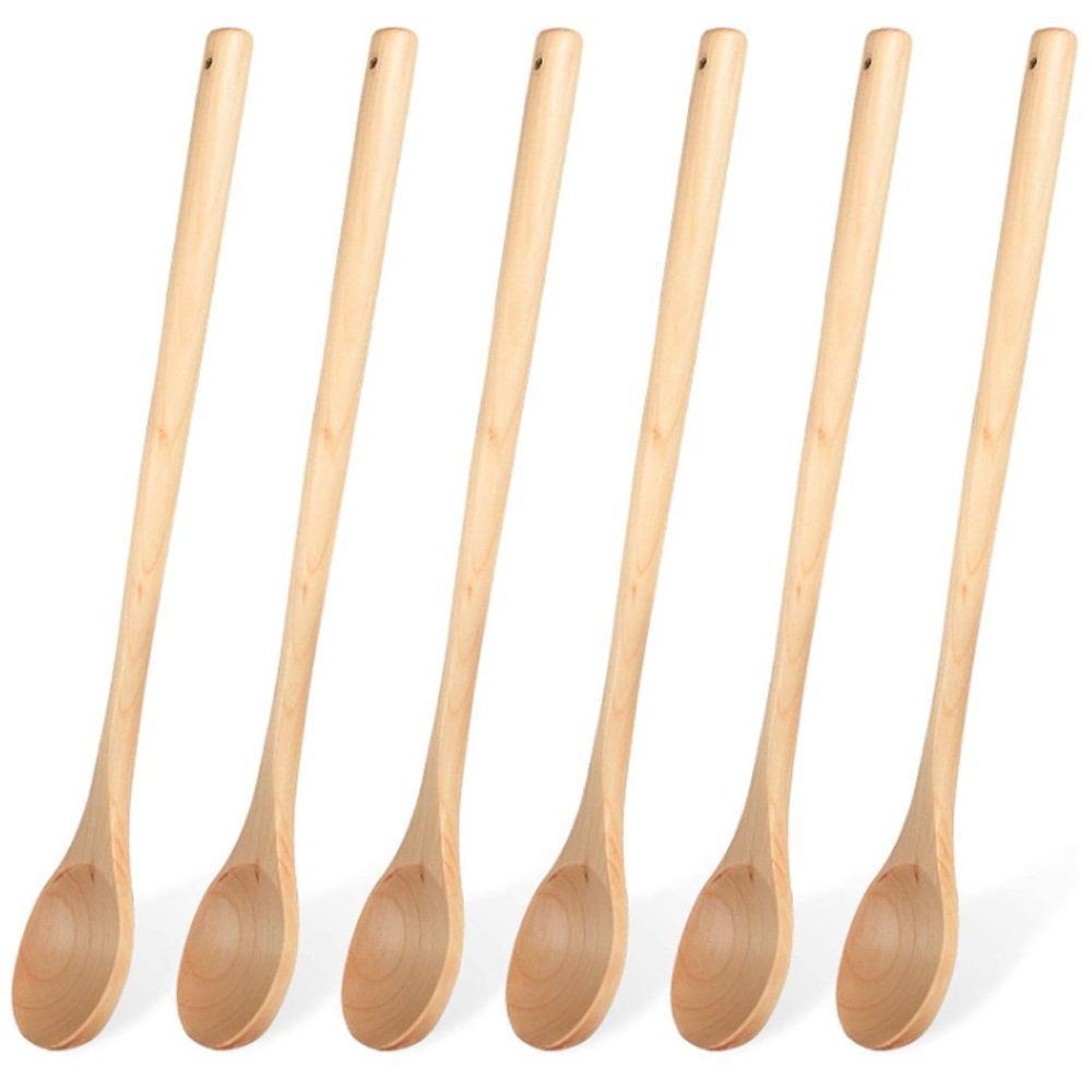6 Pieces Long Handle Wooden Spoons for  Stirring